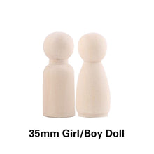 Load image into Gallery viewer, 10pc 35mm-65mm Wooden Doll DIY Handmade Wood Peg Doll DIY Wooden Blank Unfinished For Kid Mini Doll Baby Products Gifts Toy