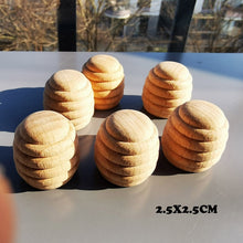 Load image into Gallery viewer, 6pcs Handmade Painting Beech Wooden Dolls Loose Parts /DIY Painting Wood Honeycomb Mushrooms Eggs Droplets Coins  Creative Toy
