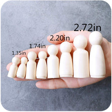 Load image into Gallery viewer, 10pc 35mm-65mm Wooden Doll DIY Handmade Wood Peg Doll DIY Wooden Blank Unfinished For Kid Mini Doll Baby Products Gifts Toy
