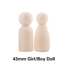 Load image into Gallery viewer, 10pc 35mm-65mm Wooden Doll DIY Handmade Wood Peg Doll DIY Wooden Blank Unfinished For Kid Mini Doll Baby Products Gifts Toy
