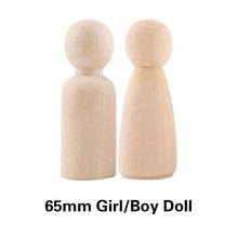 Load image into Gallery viewer, 10pc 35mm-65mm Wooden Doll DIY Handmade Wood Peg Doll DIY Wooden Blank Unfinished For Kid Mini Doll Baby Products Gifts Toy

