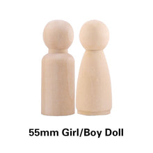 Load image into Gallery viewer, 10pc 35mm-65mm Wooden Doll DIY Handmade Wood Peg Doll DIY Wooden Blank Unfinished For Kid Mini Doll Baby Products Gifts Toy
